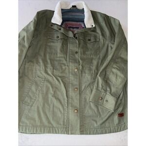 LL Bean Chore Jacket Sherpa Collar Blanket Lined Womens 1X Plus Barn Coat Canvas